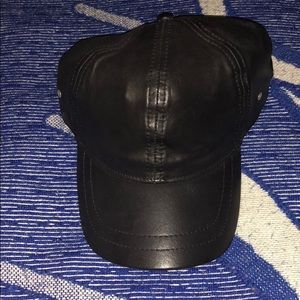 Black leather cap